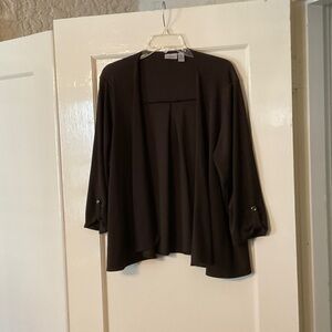 Dark Brown Open Front Easywear by Chicos Travel Jacket